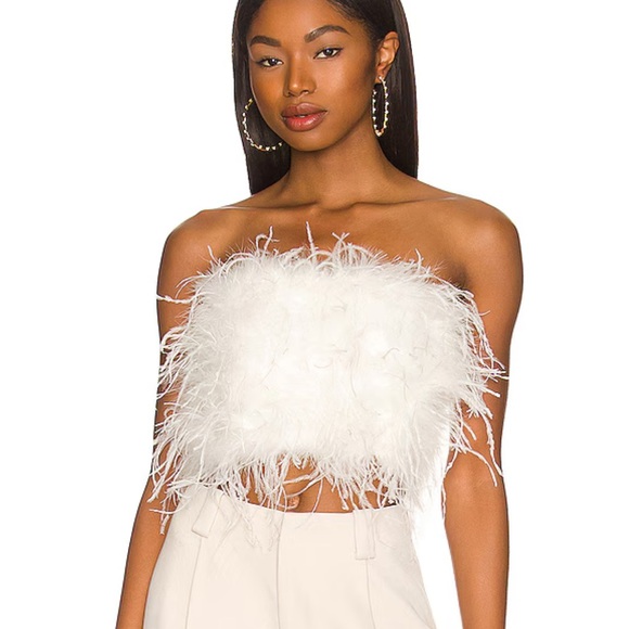 Lamarque white feather tube top - Picture 1 of 5